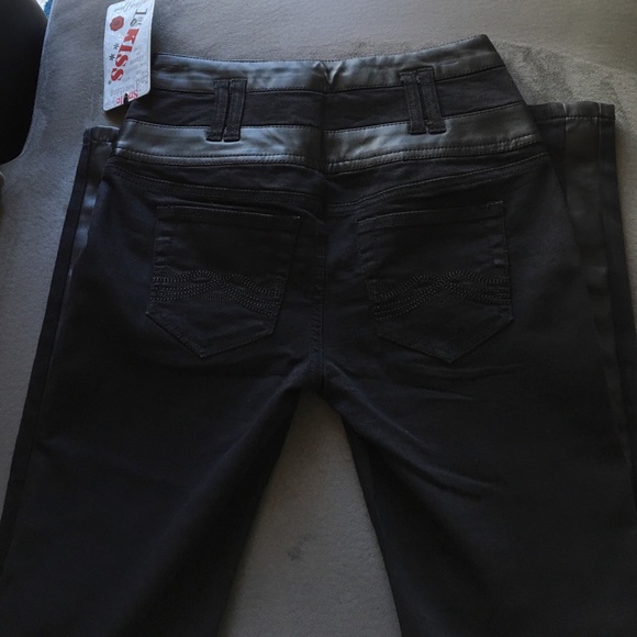 Black Skinny Jeans With Pleather Stripes - Picture 4 of 10